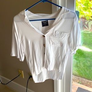 Cropped white button up